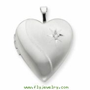 Sterling Silver 20mm Diamond Heart Locket chain
