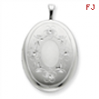 Sterling Silver 20mm Oval with Flowers Oval Locket chain