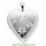 Sterling Silver 20mm with Daisies Heart Locket chain