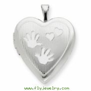 Sterling Silver 20mm with Handprints Heart Locket chain