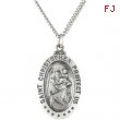 Sterling Silver 21.25 X 14.5 Oval St. Christopher Pend Medl
