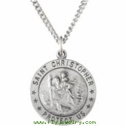 Sterling Silver 21.8 Rd St. Christopher Pend Medal