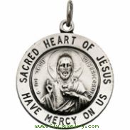 Sterling Silver 22.00 MM Sacred Heart Of Jesus Medal