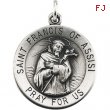 Sterling Silver 22.00 MM St. Francis Of Assisi Medal