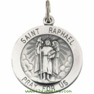 Sterling Silver 22.00 MM St. Raphael Medal