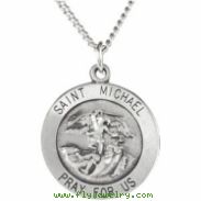 Sterling Silver 22.00 MM St.michael Medal