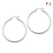 Sterling Silver 2.25mm Diamond Cut Hoop Earrings