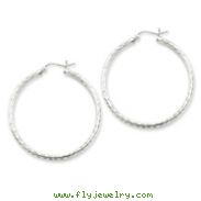 Sterling Silver 2.25mm Diamond Cut Hoop Earrings