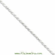 Sterling Silver 2.25mm Diamond-cut Rope Chain anklet