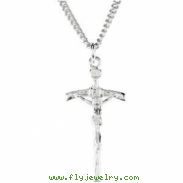 Sterling Silver 23.00X14.00 MM Polished PENDANT CRUCIFIX W/18" CHAIN