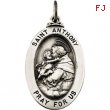 Sterling Silver 23.25X16 Oval St Anthony Pend Medal