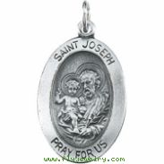 Sterling Silver 23.5 X 16.25 Oval St. Joseph Pend Medal