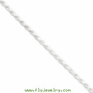 Sterling Silver 2.75mm Diamond-cut Rope Chain anklet