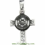 Sterling Silver 28.5x20.75 Us Coast Guard Cross