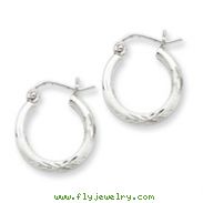 Sterling Silver 2mm Satin & Diamond Cut Hoop Earrings