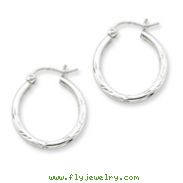 Sterling Silver 2mm Satin & Diamond Cut Hoop Earrings