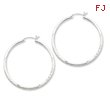 Sterling Silver 2mm Satin & Diamond Cut Hoop Earrings