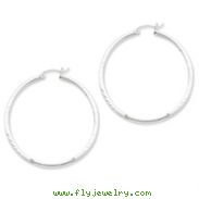 Sterling Silver 2mm Satin & Diamond Cut Hoop Earrings