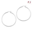 Sterling Silver 2mm Satin & Diamond Cut Hoop Earrings