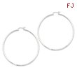 Sterling Silver 2mm Satin & Diamond Cut Hoop Earrings