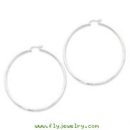 Sterling Silver 2mm Satin & Diamond Cut Hoop Earrings