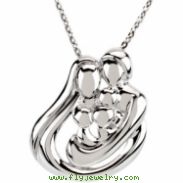 Sterling Silver 3 Children Family Embrace Necklace With Packaging