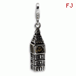 Sterling Silver 3-D Antiqued Big Ben With Lobster Clasp Charm