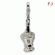 Sterling Silver 3-D Cubic Zirconia Champagne in Ice Bucket With Lobster Clasp Charm