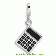 Sterling Silver 3-D Enameled Calculator With Lobster Clasp Charm