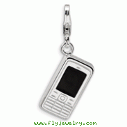 Sterling Silver 3-D Enameled Cell Phone With Lobster Clasp Charm