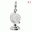 Sterling Silver 3-D Enameled Cracked Crystal Globe With Lobster Clasp Charm