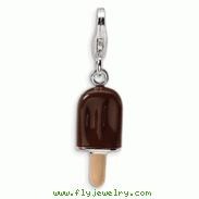 Sterling Silver 3-D Enameled Fudge Bar With Lobster Clasp Charm