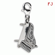 Sterling Silver 3-D Enameled Grand Piano With Lobster Clasp Charm