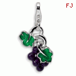 Sterling Silver 3-D Enameled Grapes With Lobster Clasp Charm