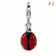 Sterling Silver 3-D Enameled Lady Bug With Lobster Clasp Charm
