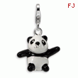 Sterling Silver 3-D Enameled Panda With Lobster Clasp Charm