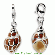 Sterling Silver 3-D Enameled Shell With Lobster Clasp Charm
