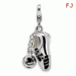 Sterling Silver 3-D Enameled Soccer Shoe and Soccer Ball With Lobster Clasp Charm