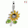 Sterling Silver 3-D Enameled Sunflower With Lobster Clasp Charm