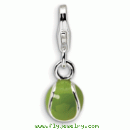 Sterling Silver 3-D Enameled Tennis Ball With Lobster Clasp Charm