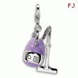 Sterling Silver 3-D Enameled Vacuum Cleaner With Lobster Clasp Charm