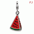 Sterling Silver 3-D Enameled Watermelon Wedge With Lobster Clasp Charm