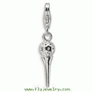 Sterling Silver 3-D Golf Ball On Tee With Lobster Clasp Charm