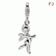 Sterling Silver 3-D Polished Angel With Lobster Clasp Charm