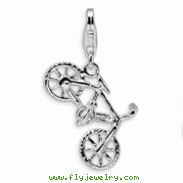 Sterling Silver 3-D Polished Bicycle With Lobster Clasp Charm