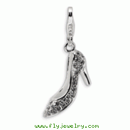 Sterling Silver 3-D Swarovski Crystal & Enameled High Heel With Lobster Clasp Charm
