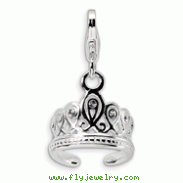 Sterling Silver 3-D Swarovski Crystal Tiara With Lobster Clasp Charm