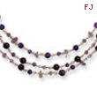 Sterling Silver 3 Strand Amethyst/Lilac Crystal Necklace chain