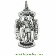 Sterling Silver 30.00X20.00 MM St. Florian Medal