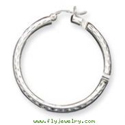 Sterling Silver 3.00mm Diamond-Cut Hoop Earrings